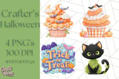 Kawaii Halloween Clipart Cute Kids and Candy Elements Png Product Image 1