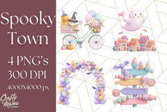 Pastel Halloween Town PNG Clipart, Spooky Shops &amp; Homes Png Product Image 1