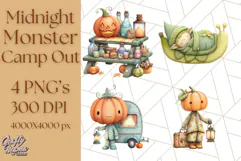 Midnight Monster Camp Out Clipart PNG, Halloween Png Product Image 1