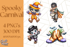 Spooky Carnival Characters Clipart PNG, Halloween Clipart Product Image 1