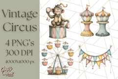 Vintage Carnival Animals Clipart PNG, Retro Circus Elements Product Image 1