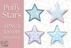 Cute Puffy Star Clipart PNG, 3D Glossy Pastel Stars Clip Art Product Image 1