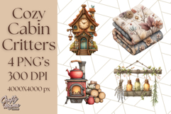 Cozy Cabin Critters Clipart PNG, Fall Animal Png Product Image 1