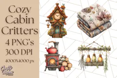 Cozy Cabin Critters Clipart PNG, Fall Animal Png Product Image 1