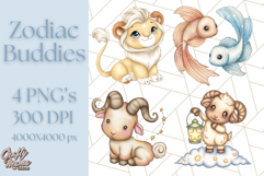 Zodiac Buddies Clipart PNG, Cute Astrology Clip Art Product Image 1