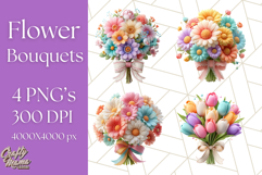 Pastel Flower Bouquet PNG Clipart, Elegant Floral Art Product Image 1