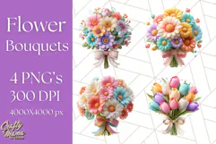 Pastel Flower Bouquet PNG Clipart, Elegant Floral Art Product Image 1