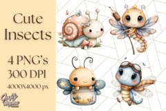 Cute Insects Clipart, Cartoon Bugs, Bug PNG Illustrations Product Image 1