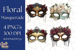 Vintage Garden Masquerade Floral Eye Mask PNG Clipart Product Image 1