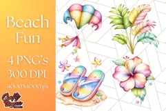 Bright Summer Clipart, Beach & Vacation PNG, Tropical Png Product Image 1