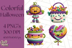 Colorful Halloween Clipart PNG, Cute Kids & Candy Clip Art Product Image 1