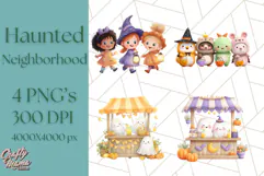 Halloween Neighborhood Clipart PNG for Trick or Treat Product Image 1