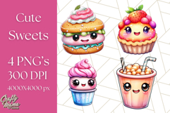 Sweet Treat Face PNG Clipart, Cute Kawaii Dessert Art Png Product Image 1