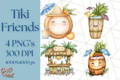 Tropical Tiki Friends PNG Clipart, Cute Summer Art Product Image 1