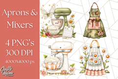 Cottagecore Kitchen Mixer, Apron PNG Clipart, Retro Floral Product Image 1