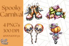 Spooky Carnival Characters Clipart PNG, Halloween Clipart Product Image 1
