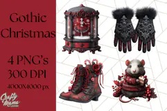 Gothic Christmas Clipart Dark Holiday PNG, Dark Christmas Product Image 1
