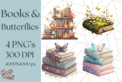 Cottagecore Butterfly and Book PNG Clipart Reading Elements Product Image 1