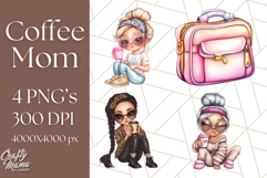 Sassy Mom Coffee PNG Clipart, Messy Bun Mom Life PNGs Product Image 1