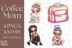 Sassy Mom Coffee PNG Clipart, Messy Bun Mom Life PNGs Product Image 1
