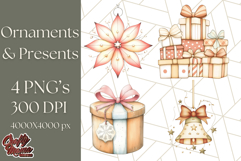 Vintage Christmas Ornaments and Presents PNG Holiday Clipart Product Image 1