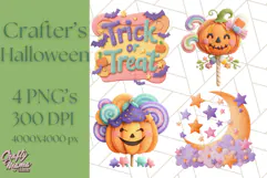 Kawaii Halloween Clipart Cute Kids and Candy Elements Png Product Image 1