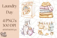 Cozy Laundry Day Clipart PNG Pastel Home Decor, Home Png Product Image 1