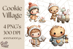 Cozy Cookie Village Clipart, Gingerbread Holiday PNG Product Image 1