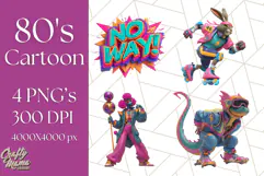 Forgotten 80s Cartoon Clipart PNG, Retro Animal Heroes Product Image 1