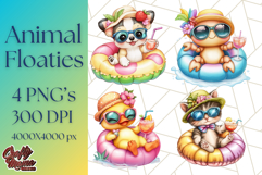 Cute Animal Pool Floaties PNG, Summer Beach Swimming Clipart Product Image 1