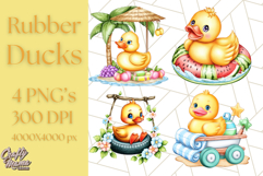 Summer Rubber Duck Clipart PNG, Cute Yellow Ducks Clip Art Product Image 1