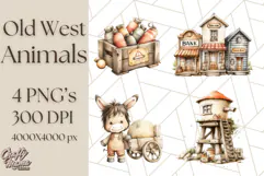 Wild West Animals PNG Clipart, Cowboy & Saloon Scenes Product Image 1