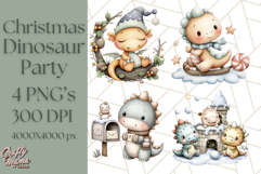Christmas Dinosaur Party Png, Dino Clipart PNG Product Image 1