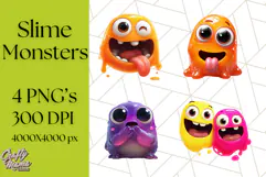 Slime Monster Clipart, Colorful Goo Graphics Png Product Image 1