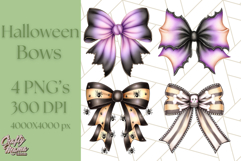 Muted Halloween Bow Clipart, Fall Ribbon PNG Autumn Hair Bow Product Image 1