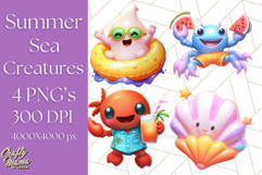 Sea Creatures With Summer Accessories PNG Clipart Product Image 1