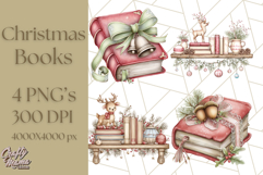 Christmas Book Clipart, Festive Reading PNG Illustrations Product Image 1