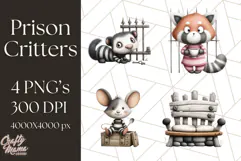 Cute Animals in Jail Clipart PNG, Funny Prisoner Critters Product Image 1