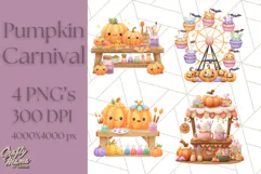 Creepy Carnival Halloween Clipart PNG with Hayride Art Product Image 1