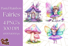 Pastel Fairy Clip Art PNG With Glitter, Rainbow Fairy Png Product Image 1