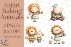 Cozy Safari Baking Animals PNG, Cute Jungle Kitchen Art Product Image 1