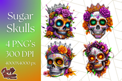 Bright Sugar Skull PNG Clipart, Halloween Colorful Skull Png Product Image 1