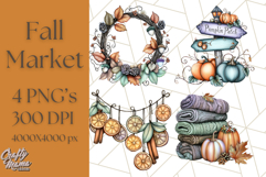 Fall Market Stall Clipart PNG, Rustic Autumn Clip Art Product Image 1