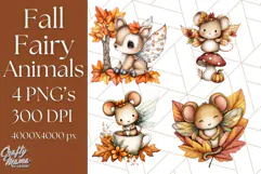 Fall Fairy Animal Clipart PNG, Woodland Creatures With Wings Product Image 1
