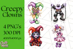 Creepy Clown Halloween PNG Clipart, Spooky Circus Art Product Image 1