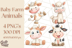 Baby Farm Animal Clipart, Cute Farm Animals Png Product Image 1