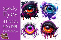 Spooky Halloween Eye PNG, Cute Eyeballs Halloween Clipart Product Image 1