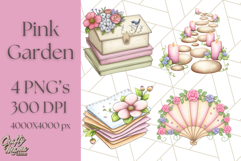 Pink Cottagecore Garden PNG Clipart, Vintage Floral Art Product Image 1