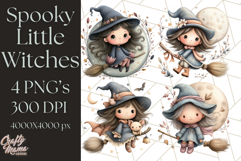 Spooky Little Witches Halloween Clipart PNG Product Image 1