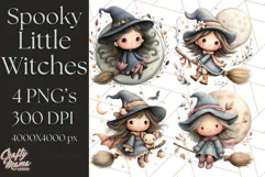 Spooky Little Witches Halloween Clipart PNG Product Image 1